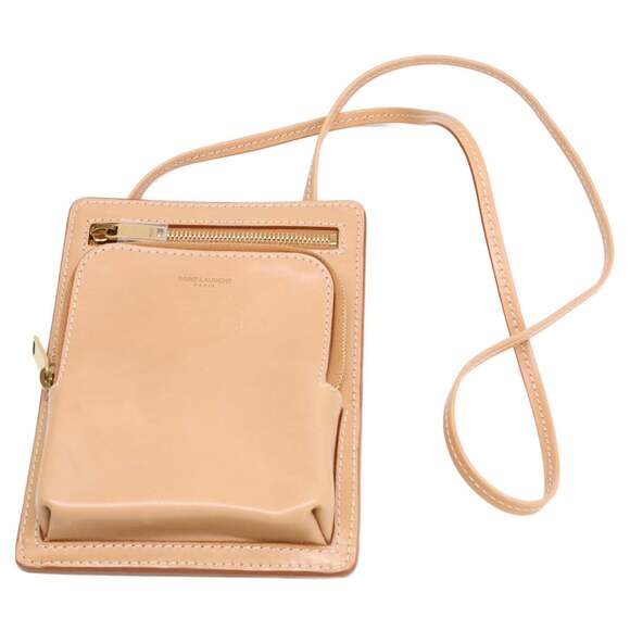 SAINT LAURENT VINTAGE VEGETABLE PUCKET CROSSBODY BAG CREAM WOMEN'S